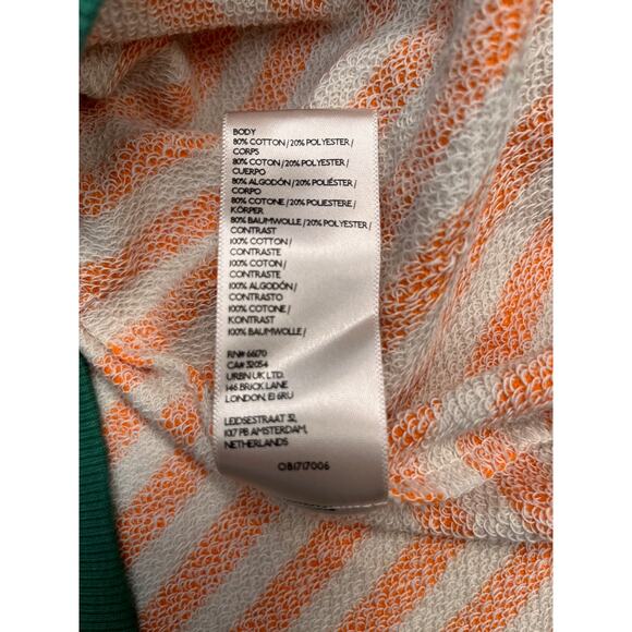 Free People We The Free Oversized Striped Crewneck Sweatshirt NWOT Orange/Green - Picture 8 of 8